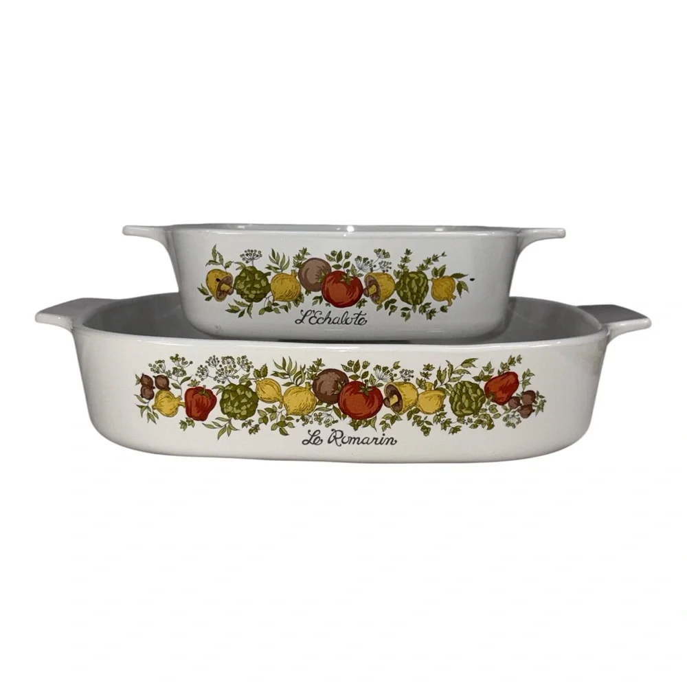 VTG Corning Ware Spice of Life A-10-B & A-1-B Casserole Dish Lot Of 2 No Lids